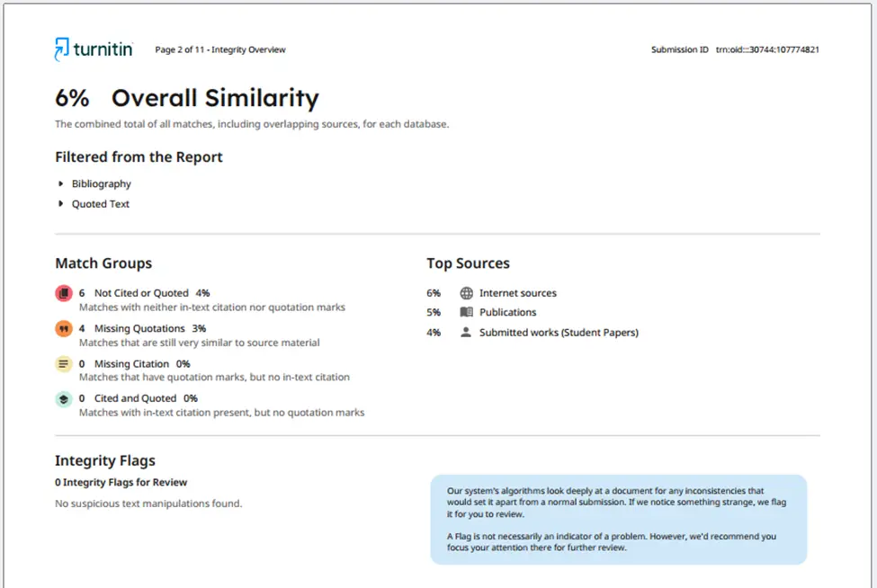 Sample Plagiarism or Similarity Report